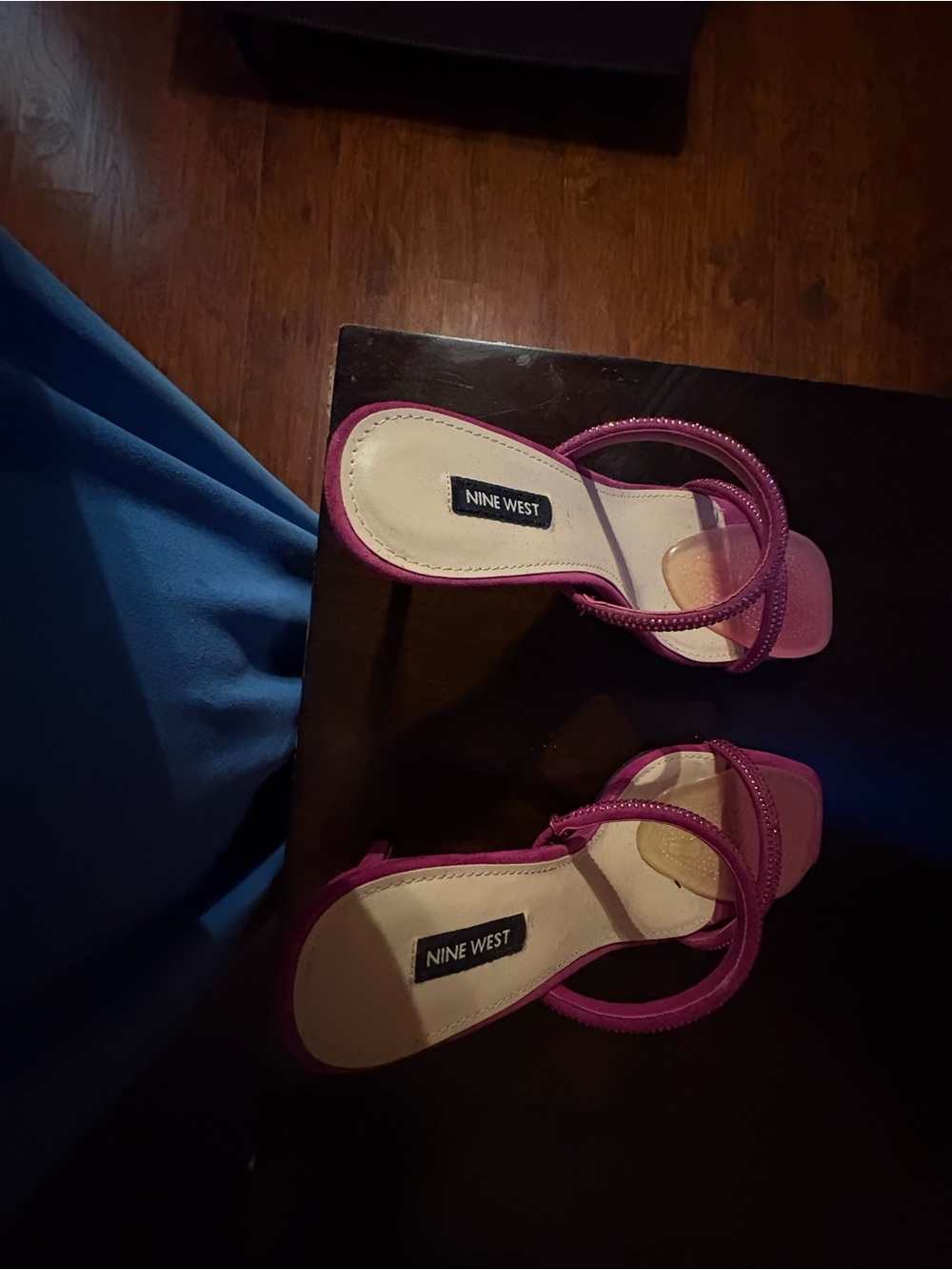 Nine West Magenta Strappy Square-Toe Heeled Sandals